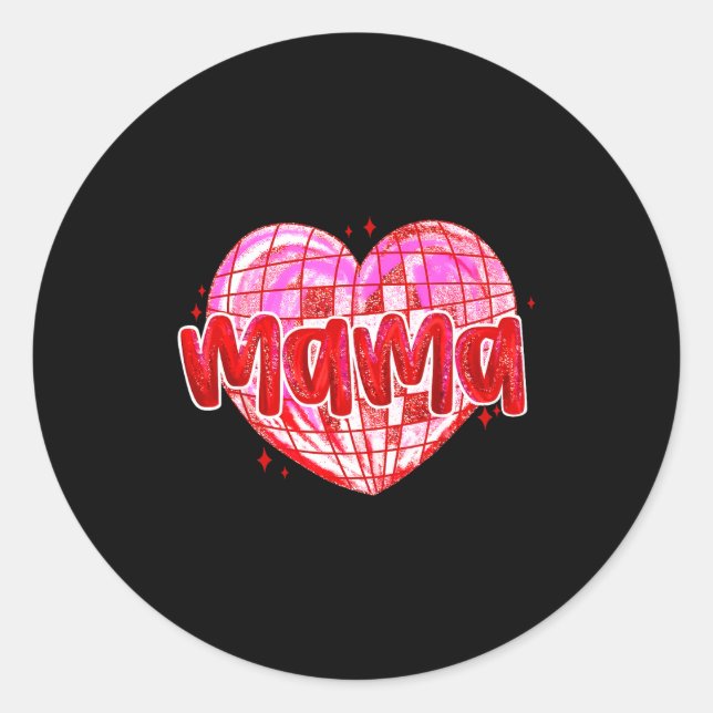Cute Heart Mama Valentines Day Mom Wife  Classic Round Sticker (Front)