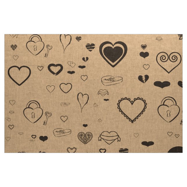 Cute Heart Modern Dark Grey Fabric (Yard)