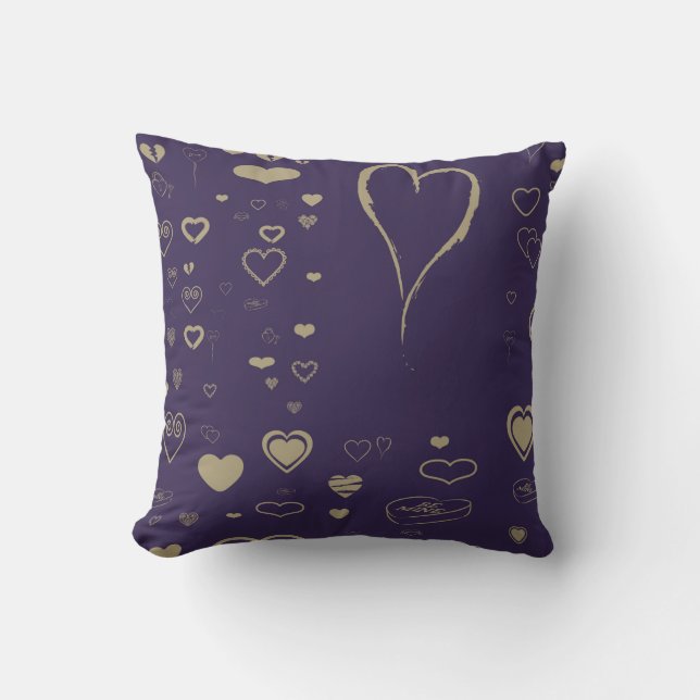 Cute Heart Modern Dark Purple Cushion (Front)
