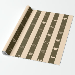 Cute Heart Modern Donkey Brown Stripe Wrapping Paper