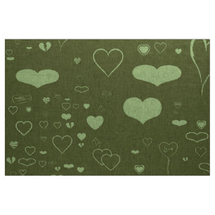Cute Heart Modern Moss Green Fabric