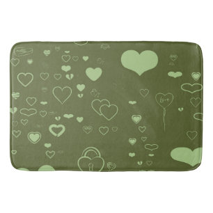 Cute Heart Modern Moss Green Pattern Bath Mat