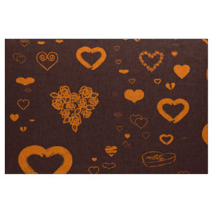 Cute Heart Modern Orange Fabric