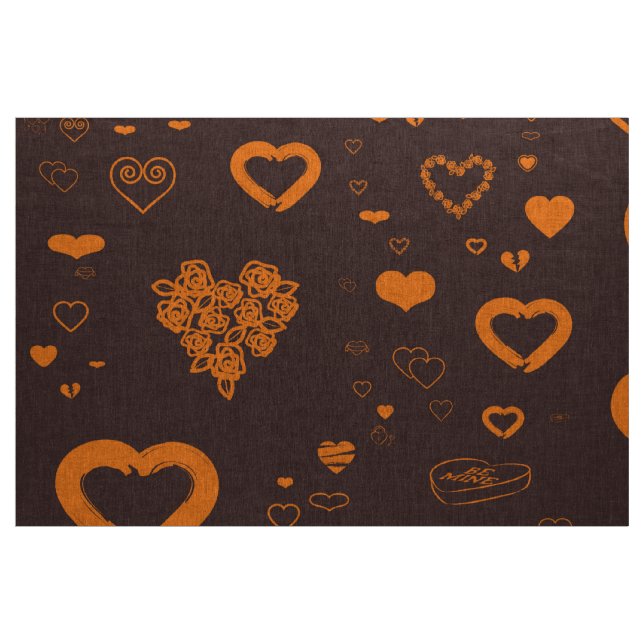 Cute Heart Modern Orange Fabric (Yard)