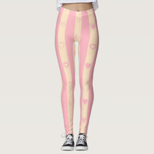 Cute Heart Modern Pink Stripe Leggings