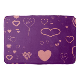 Cute Heart Modern Purple Pink Pattern Bath Mat
