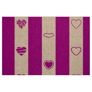 Cute Heart Modern Royal Fuchsia Stripe Fabric