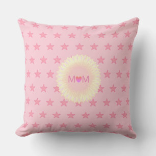 Cute Heart Mum & Stars on Pink Cushion