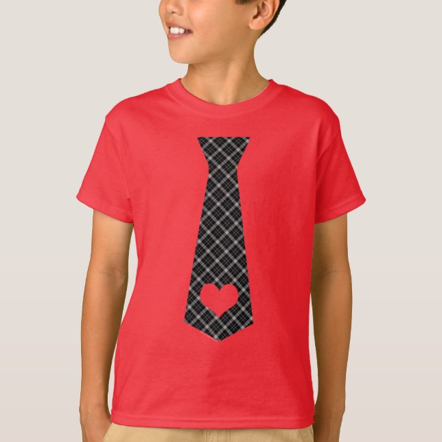 Cute Heart Necktie Business Love Boys Valentine T-Shirt (Front)
