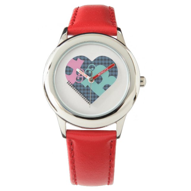 Cute Heart Notebook Colour Blue Pink MODERN eWatch Watch (Front)