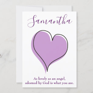 Cute heart of love purple and white quote invitation
