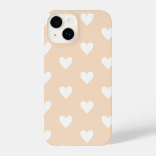 Cute Heart Pattern Beige iPhone 14 Case