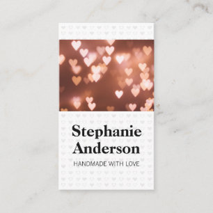 Cute Heart Pattern Glowing Heart Background Business Card