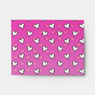 Cute Heart Pattern in Shades of Pink and White Envelopes
