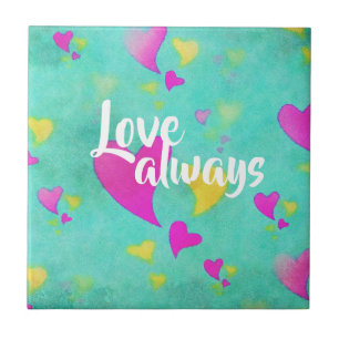 Cute Heart Pattern Love Always Valentine Ceramic Tile