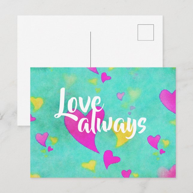 Cute Heart Pattern Love Always Valentine Postcard (Front/Back)