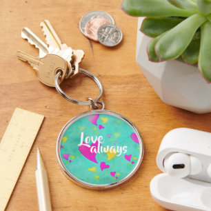 Cute Heart Pattern Love Always Your Name Valentine Key Ring