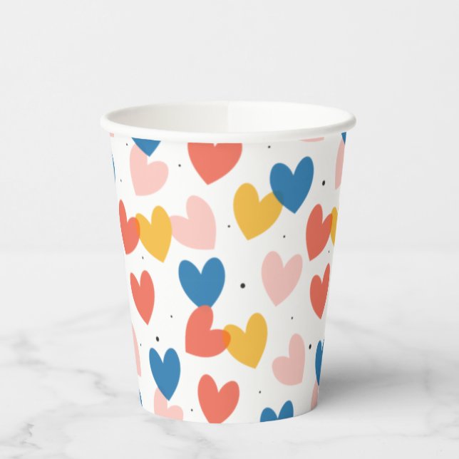 Cute Heart Pattern Paper Cups (Left)