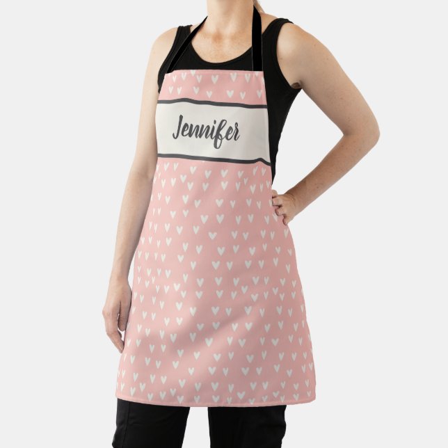 Cute Heart Pattern Pink Apron (Insitu)
