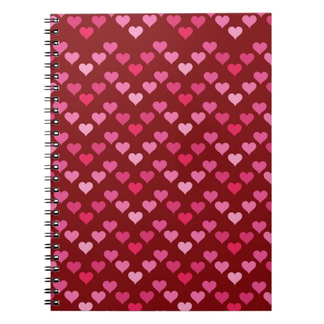 Cute Heart Pattern – Pink Girly Aesthetic Design Notebook (Front)