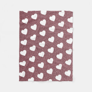 Cute Heart Pattern Rose Gold Glitter Fleece Blanket