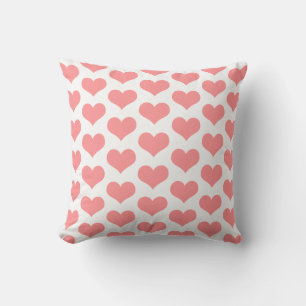 Cute Heart Patterns Salmon Pink Coral Wedding Cushion