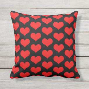 Cute Heart Patterns Valentine's Gift Red Black Cushion