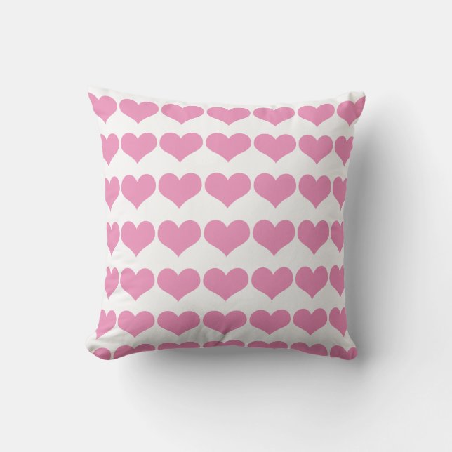 Cute Heart Patterns Valentine's Pink White Girly Cushion (Front)