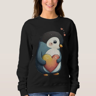 Cute Heart Penguin Animal Valentines Day Valentine Sweatshirt