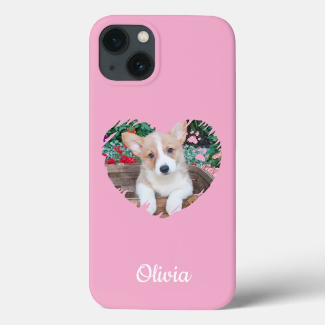 Cute Heart Pet Photo & Dog Paw Prints,Custom Case-Mate iPhone Case (Back)