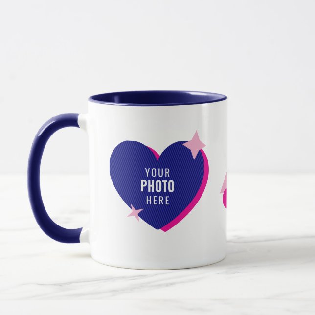 Cute Heart Photo Template & Sparkles Mug (Left)