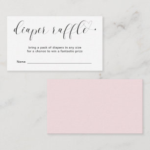Cute Heart Pink Diaper Raffle Girl Baby Shower Enclosure Card