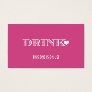 Cute Heart Pink Wedding Drink Ticket