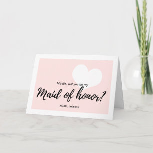 Cute Heart Pink "Will you be my maid of honour" Invitation