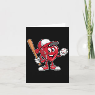 Cute Heart Playing Baseball Valentines Day Boys Gi Card