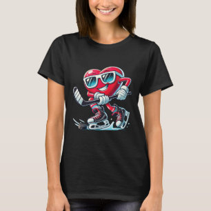 Cute Heart Playing Ice Hockey Valentines Day Men W T-Shirt