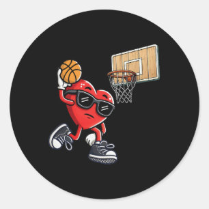 Cute Heart Playing Sketll Valentines Day Sketll Bo Classic Round Sticker