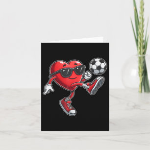 Cute Heart Playing Soccer Valentines Day Soccer Bo Card