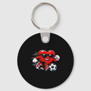 Cute Heart Playing Soccer Valentines Day Soccer Bo Key Ring