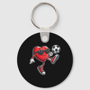 Cute Heart Playing Soccer Valentines Day Soccer Bo Key Ring