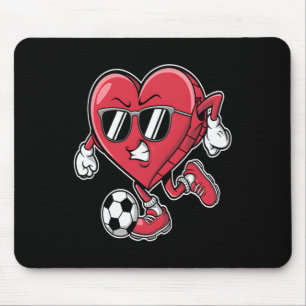 Cute Heart Playing Soccer Valentines Day Soccer Bo Mouse Pad