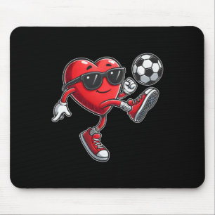Cute Heart Playing Soccer Valentines Day Soccer Bo Mouse Pad