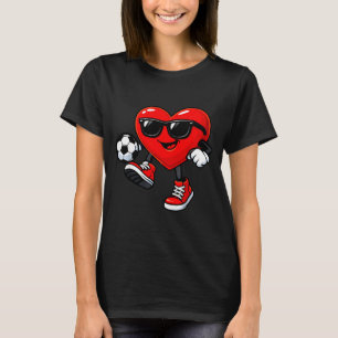 Cute Heart Playing Soccer Valentines Day Soccer Bo T-Shirt