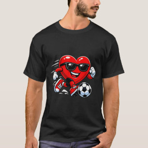 Cute Heart Playing Soccer Valentines Day Soccer Bo T-Shirt