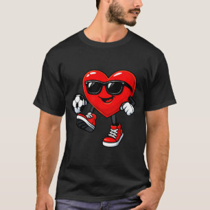 Cute Heart Playing Soccer Valentines Day Soccer Bo T-Shirt
