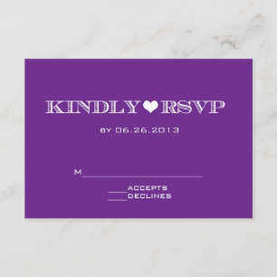 Cute Heart Purple Wedding RSVP Cards