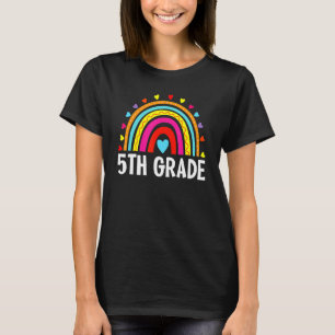 Cute Heart Rainbow 5th Grade Happy First Day Back T-Shirt