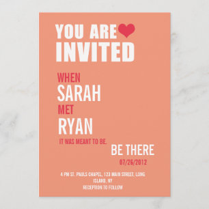 Cute Heart Red & Peach Wedding Invitations