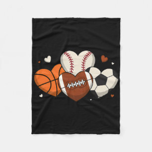 Cute Heart Sell Sketll Footll Soccer Fan Valentine Fleece Blanket
