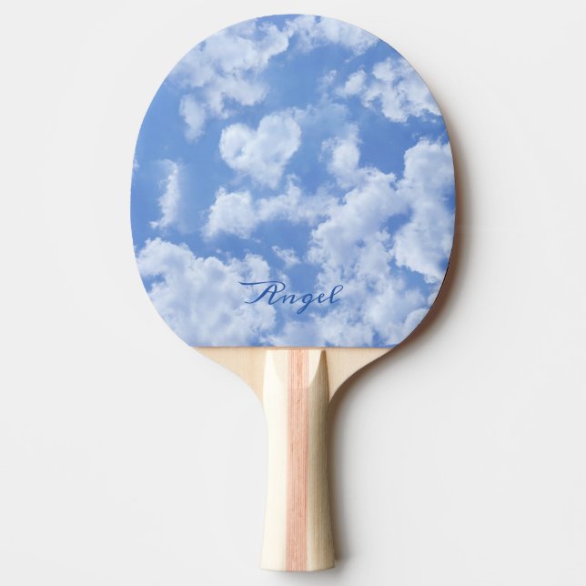 Cute Heart Shaped Cloud In Blue Sky Cheerful Happy Ping Pong Paddle (Front)